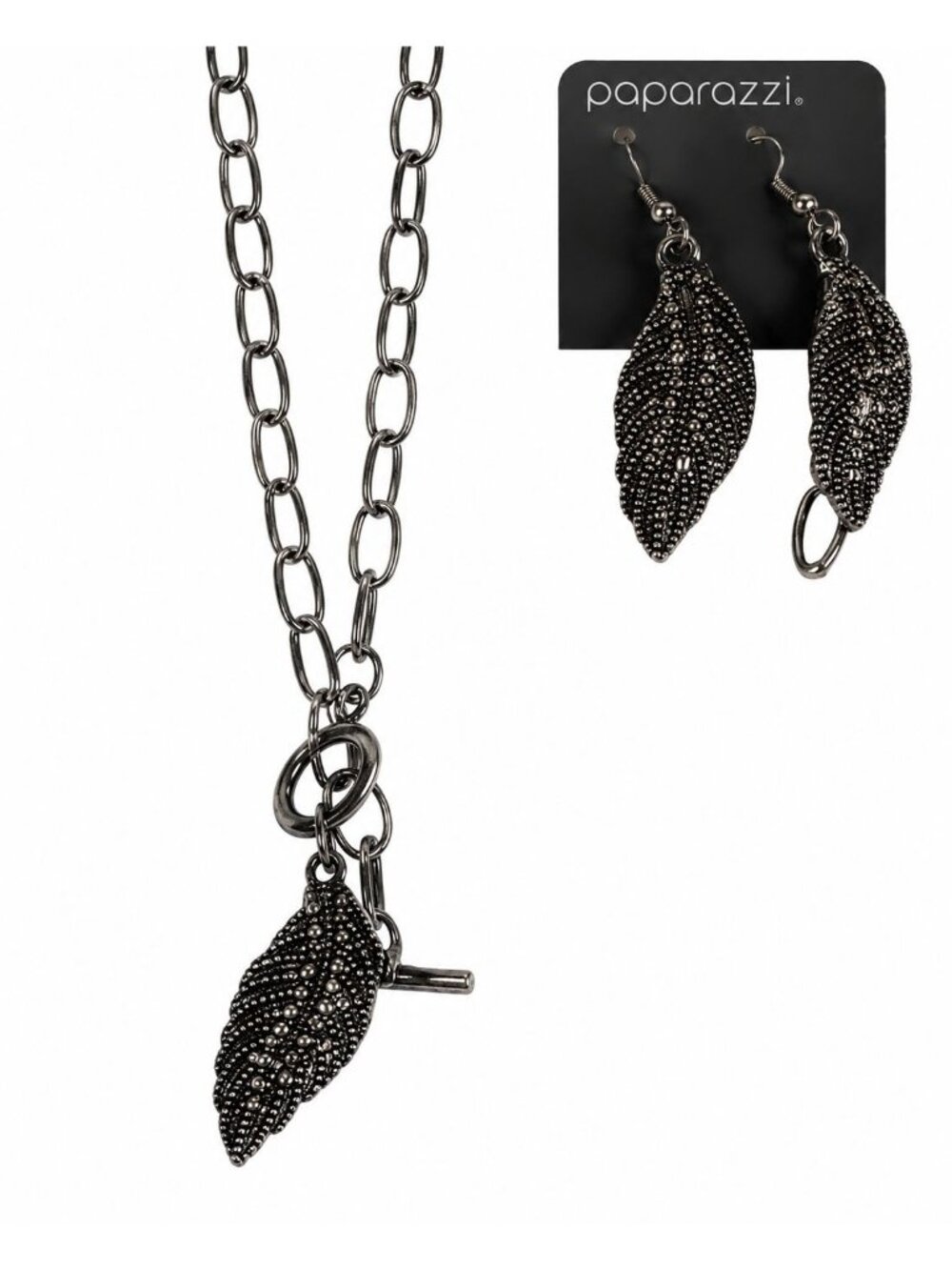 Artisan Leaf Necklace Earrings Set Rhinestones Boho Cottagecore Fashion Jewelry